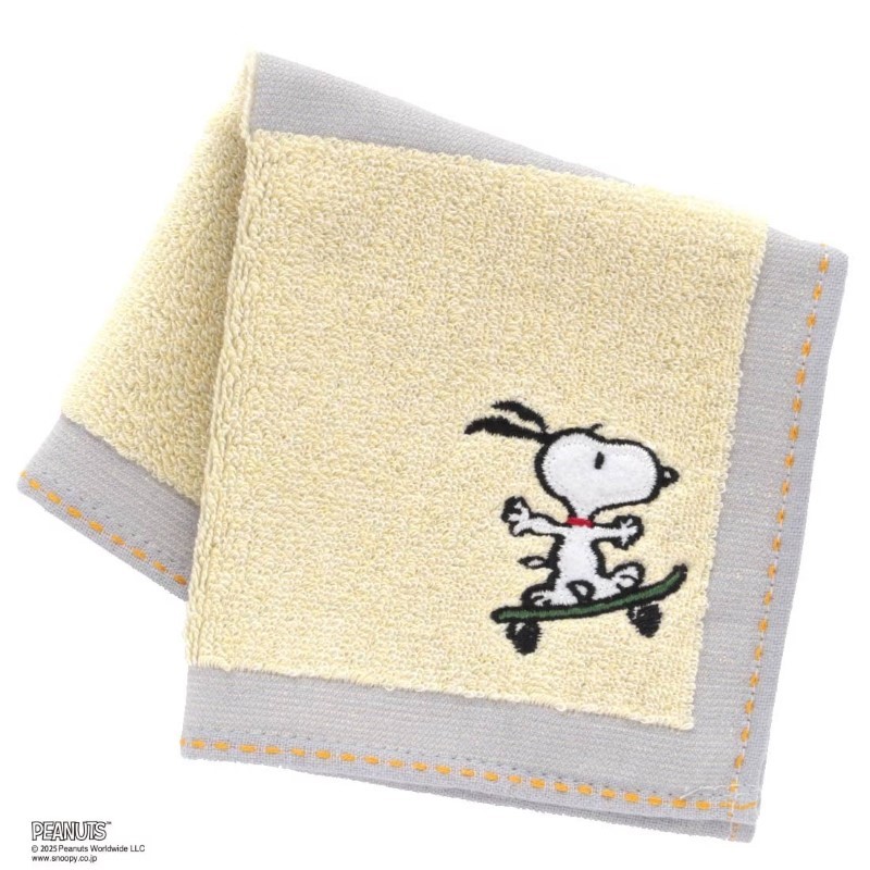 PEANUTS  タオルハンカチ  スケボー刺繡/GY